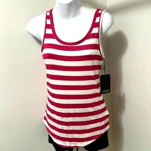 New Adrienne Vittadini Pink and White Striped Tank Top